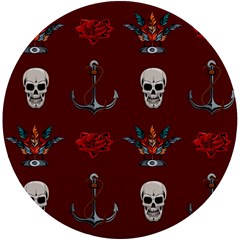 Tattoo-old-school-background-pattern Uv Print Round Tile Coaster by Salman4z