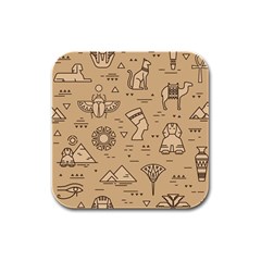 Egyptian-seamless-pattern-symbols-landmarks-signs-egypt Rubber Square Coaster (4 Pack) by Salman4z