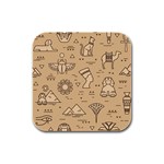 Egyptian-seamless-pattern-symbols-landmarks-signs-egypt Rubber Square Coaster (4 pack) Front