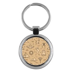 Egyptian-seamless-pattern-symbols-landmarks-signs-egypt Key Chain (round) by Salman4z