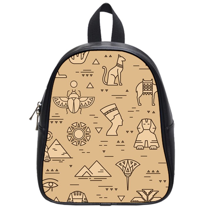 Egyptian-seamless-pattern-symbols-landmarks-signs-egypt School Bag (Small)