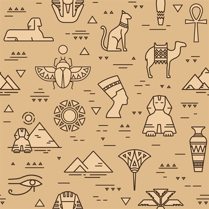 Egyptian-seamless-pattern-symbols-landmarks-signs-egypt Play Mat (Square)