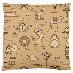 Egyptian-seamless-pattern-symbols-landmarks-signs-egypt Large Premium Plush Fleece Cushion Case (one Side) by Salman4z