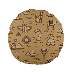 Egyptian-seamless-pattern-symbols-landmarks-signs-egypt Standard 15  Premium Flano Round Cushions by Salman4z