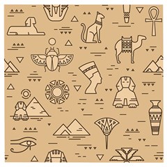 Egyptian-seamless-pattern-symbols-landmarks-signs-egypt Wooden Puzzle Square by Salman4z