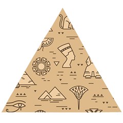 Egyptian-seamless-pattern-symbols-landmarks-signs-egypt Wooden Puzzle Triangle by Salman4z