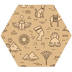 Egyptian-seamless-pattern-symbols-landmarks-signs-egypt Wooden Puzzle Hexagon by Salman4z