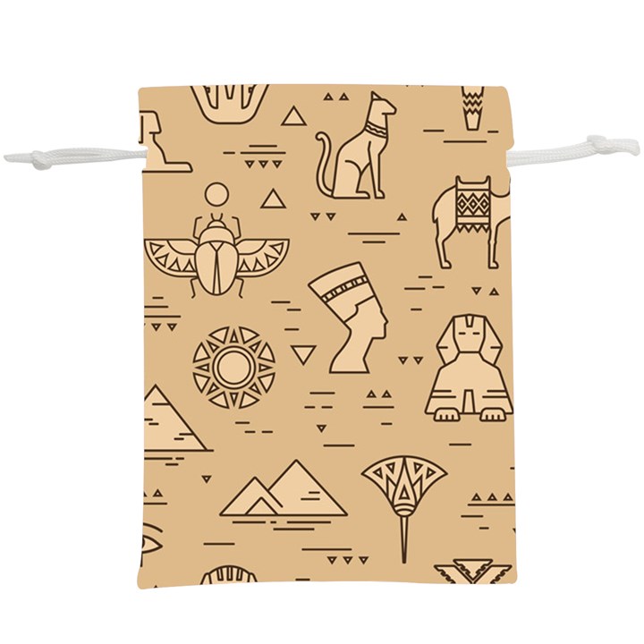 Egyptian-seamless-pattern-symbols-landmarks-signs-egypt Lightweight Drawstring Pouch (XL)