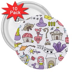 Fantasy-things-doodle-style-vector-illustration 3  Buttons (10 Pack)  by Salman4z