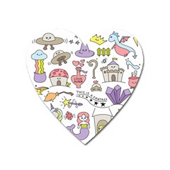 Fantasy-things-doodle-style-vector-illustration Heart Magnet by Salman4z