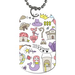 Fantasy-things-doodle-style-vector-illustration Dog Tag (one Side) by Salman4z