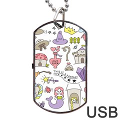 Fantasy-things-doodle-style-vector-illustration Dog Tag Usb Flash (one Side) by Salman4z