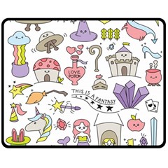 Fantasy-things-doodle-style-vector-illustration Two Sides Fleece Blanket (medium) by Salman4z