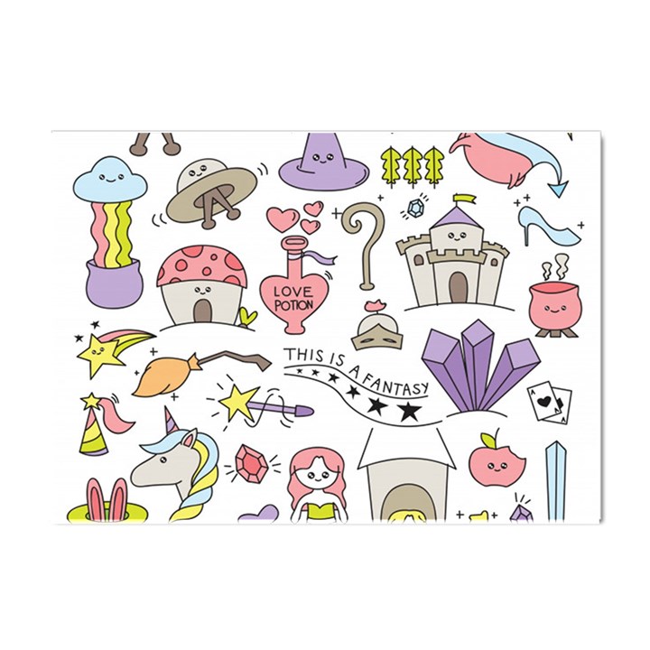 Fantasy-things-doodle-style-vector-illustration Crystal Sticker (A4)