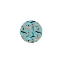 Beach-surfing-surfers-with-surfboards-surfer-rides-wave-summer-outdoors-surfboards-seamless-pattern- 1  Mini Magnets by Salman4z