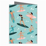 Beach-surfing-surfers-with-surfboards-surfer-rides-wave-summer-outdoors-surfboards-seamless-pattern- Greeting Cards (Pkg of 8) Right