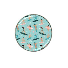 Beach-surfing-surfers-with-surfboards-surfer-rides-wave-summer-outdoors-surfboards-seamless-pattern- Hat Clip Ball Marker by Salman4z