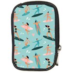 Beach-surfing-surfers-with-surfboards-surfer-rides-wave-summer-outdoors-surfboards-seamless-pattern- Compact Camera Leather Case Front