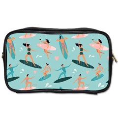 Beach-surfing-surfers-with-surfboards-surfer-rides-wave-summer-outdoors-surfboards-seamless-pattern- Toiletries Bag (one Side) by Salman4z