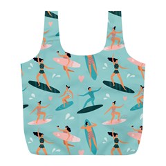 Beach-surfing-surfers-with-surfboards-surfer-rides-wave-summer-outdoors-surfboards-seamless-pattern- Full Print Recycle Bag (l) by Salman4z