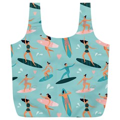 Beach-surfing-surfers-with-surfboards-surfer-rides-wave-summer-outdoors-surfboards-seamless-pattern- Full Print Recycle Bag (xl) by Salman4z