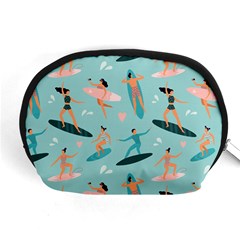 Beach-surfing-surfers-with-surfboards-surfer-rides-wave-summer-outdoors-surfboards-seamless-pattern- Accessory Pouch (medium) by Salman4z