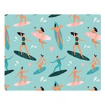 Beach-surfing-surfers-with-surfboards-surfer-rides-wave-summer-outdoors-surfboards-seamless-pattern- Two Sides Premium Plush Fleece Blanket (Large) 80 x60  Blanket Front