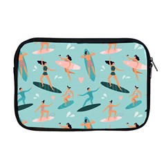 Beach-surfing-surfers-with-surfboards-surfer-rides-wave-summer-outdoors-surfboards-seamless-pattern- Apple Macbook Pro 17  Zipper Case by Salman4z