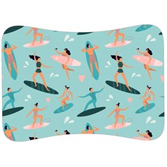 Beach-surfing-surfers-with-surfboards-surfer-rides-wave-summer-outdoors-surfboards-seamless-pattern- Velour Seat Head Rest Cushion by Salman4z