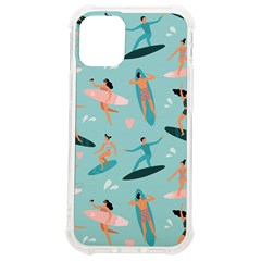 Beach-surfing-surfers-with-surfboards-surfer-rides-wave-summer-outdoors-surfboards-seamless-pattern- Iphone 12 Mini Tpu Uv Print Case	 by Salman4z