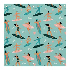 Beach-surfing-surfers-with-surfboards-surfer-rides-wave-summer-outdoors-surfboards-seamless-pattern- Banner And Sign 3  X 3  by Salman4z