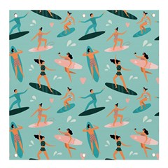 Beach-surfing-surfers-with-surfboards-surfer-rides-wave-summer-outdoors-surfboards-seamless-pattern- Banner And Sign 4  X 4  by Salman4z