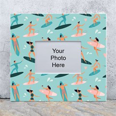 Beach-surfing-surfers-with-surfboards-surfer-rides-wave-summer-outdoors-surfboards-seamless-pattern- White Wall Photo Frame 5  X 7  by Salman4z