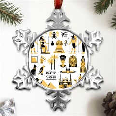 Egypt-symbols-decorative-icons-set Metal Small Snowflake Ornament by Salman4z