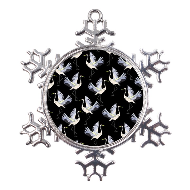 Crane Pattern Metal Large Snowflake Ornament