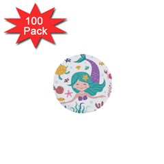 Set-cute-mermaid-seaweeds-marine-inhabitants 1  Mini Buttons (100 Pack)  by Salman4z