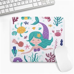 Set-cute-mermaid-seaweeds-marine-inhabitants Large Mousepad by Salman4z