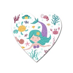 Set-cute-mermaid-seaweeds-marine-inhabitants Heart Magnet by Salman4z