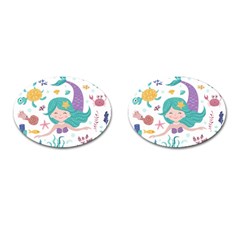 Set-cute-mermaid-seaweeds-marine-inhabitants Cufflinks (oval) by Salman4z