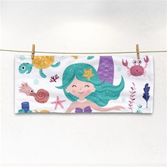 Set-cute-mermaid-seaweeds-marine-inhabitants Hand Towel by Salman4z