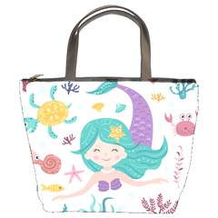 Set-cute-mermaid-seaweeds-marine-inhabitants Bucket Bag by Salman4z