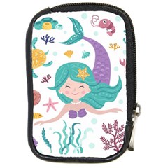 Set-cute-mermaid-seaweeds-marine-inhabitants Compact Camera Leather Case by Salman4z