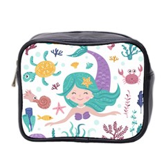 Set-cute-mermaid-seaweeds-marine-inhabitants Mini Toiletries Bag (two Sides)