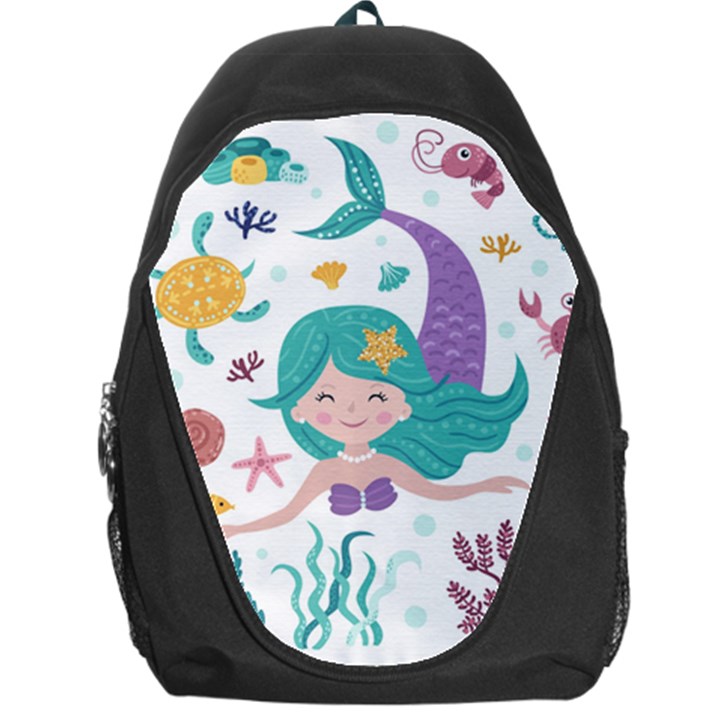 Set-cute-mermaid-seaweeds-marine-inhabitants Backpack Bag