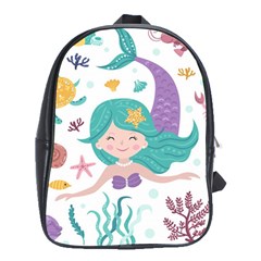 Set-cute-mermaid-seaweeds-marine-inhabitants School Bag (xl) by Salman4z