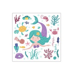 Set-cute-mermaid-seaweeds-marine-inhabitants Satin Bandana Scarf 22  X 22  by Salman4z