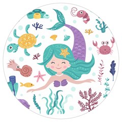 Set-cute-mermaid-seaweeds-marine-inhabitants Round Trivet by Salman4z