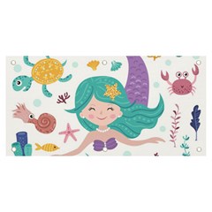 Set-cute-mermaid-seaweeds-marine-inhabitants Banner And Sign 6  X 3  by Salman4z