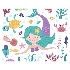 Set-cute-mermaid-seaweeds-marine-inhabitants Premium Plush Fleece Blanket (medium) by Salman4z