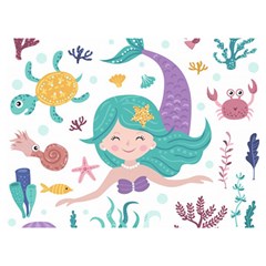 Set-cute-mermaid-seaweeds-marine-inhabitants Premium Plush Fleece Blanket (extra Small) by Salman4z